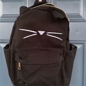 Pottery Barn Teen by Emily Meritt Black Kitty Cat Backpack with laptop sleeve